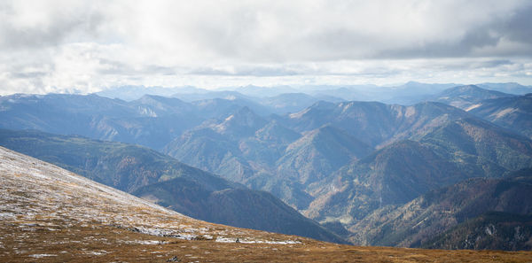 Scenic view of mountains against sky