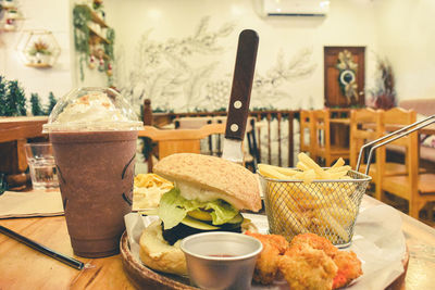 Close-up of food on table