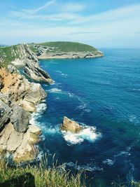 High angle view of sea against sky