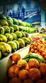 Variety of food for sale at market stall