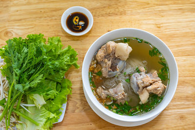 High angle view of food on table