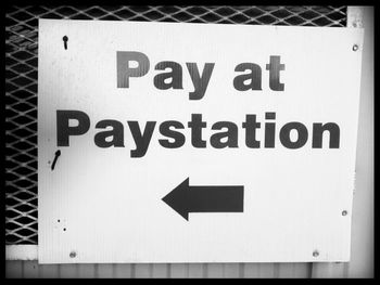 Close-up of information sign