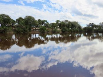 Scenic view of lake against sky