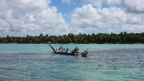 Boat sailing in sea