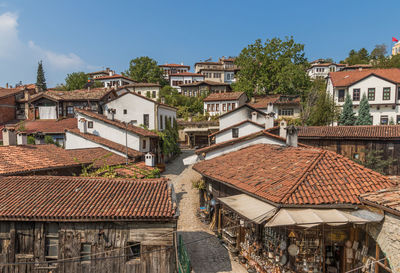 High angle view of townscape against sky