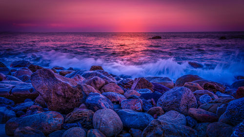 Scenic view of sea during sunset