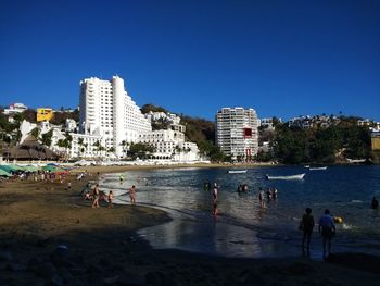 High angle view of people at beach 