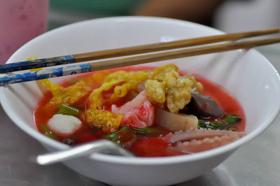 Close-up of meal served in bowl