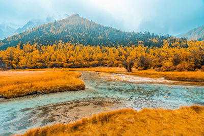 Scenic view of lake against mountain