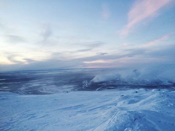 Scenic view of snow against sky