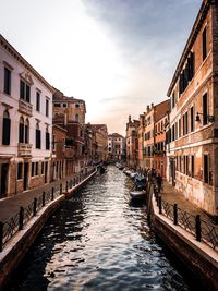 Canal passing through city buildings