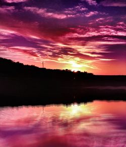 Scenic view of lake at sunset