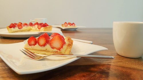 Close-up of dessert in plate on table