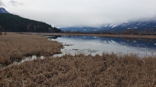 Scenic view of lake against sky