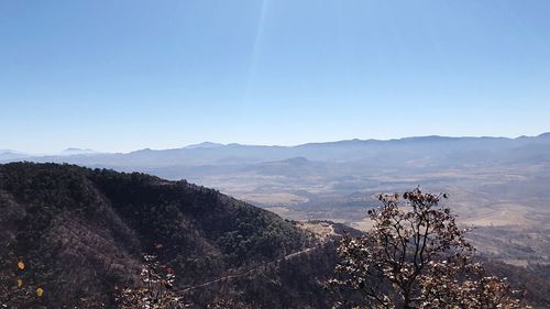 Scenic view of mountains against clear sky