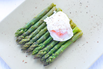 High angle view of food in plate