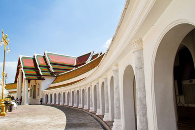 Corridor of building against sky