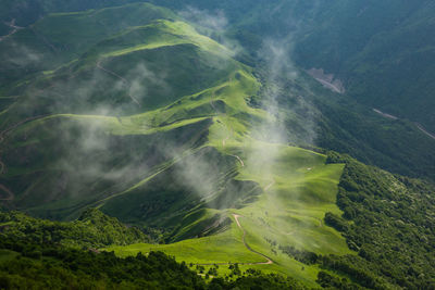 High angle view of mountain range