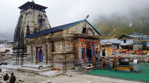 Kedarnath temple during foggy weather