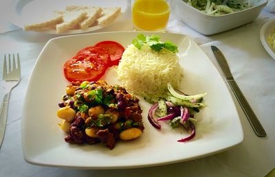 Close-up of food served in plate