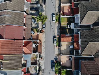 High angle view of buildings in city