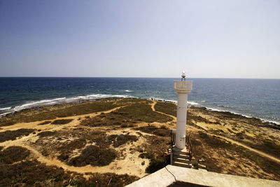 Scenic view of sea against clear sky