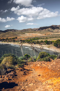 Scenic view of land against sky