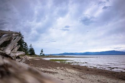 Scenic view of sea against cloudy sky