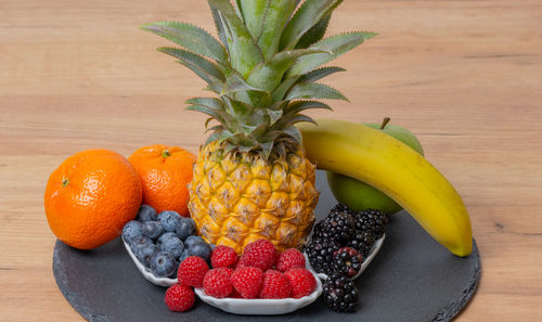 Close-up of pineapple on table