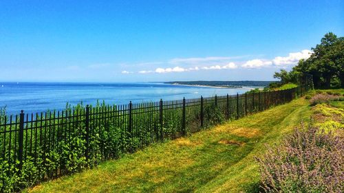 Scenic view of sea against clear sky