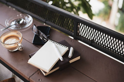 High angle view of laptop on table