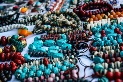 Close-up of multi colored decorations for sale in market