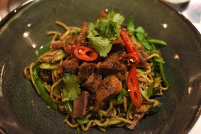 Close-up of meal served in plate