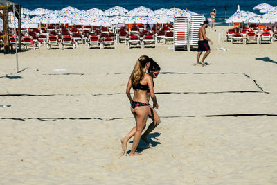 Full length of woman on beach