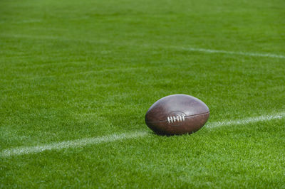 Close-up of ball on grassland