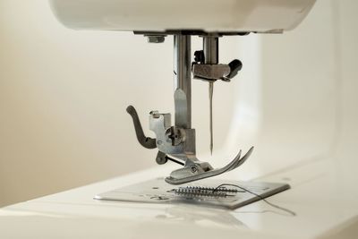 Close-up of sewing machine