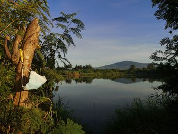 Scenic view of lake against sky