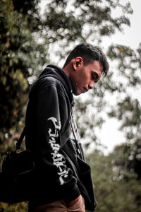 Young man looking away