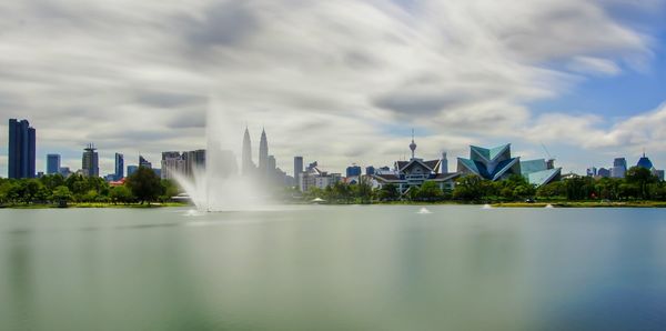 View of buildings against cloudy sky