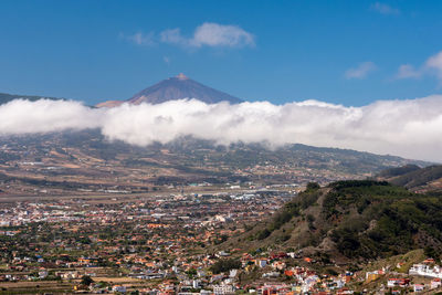 Aerial view of townscape against sky