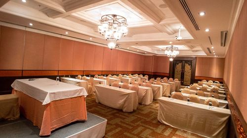 Illuminated table in room