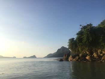 Scenic view of sea against clear sky