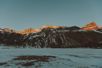 Scenic view of mountains against clear sky