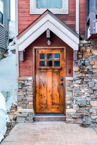 Closed door of building