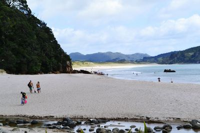 High angle view of people on beach