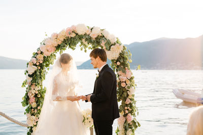 Couple looking at each other during wedding