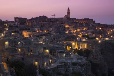 High angle view of illuminated city