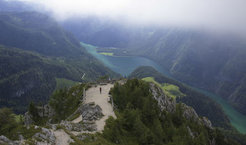 High angle view of mountains against sky