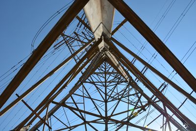 Low angle view of cables against clear sky