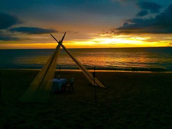 Scenic view of sea at sunset